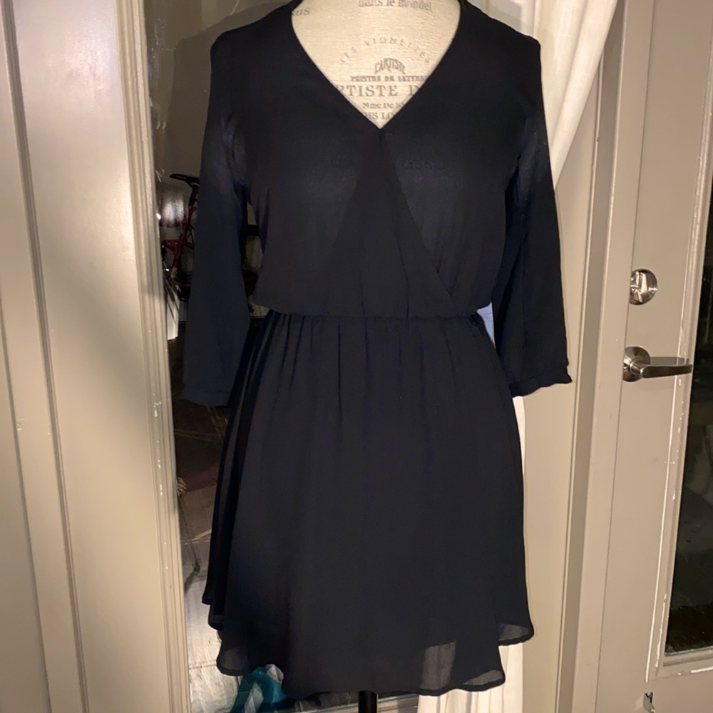 Lush black XS blouse dress business casual simple black work outfit lined skirt‌